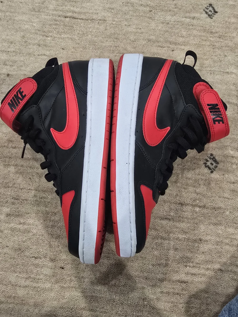 Nike High Top Sneakers in Black & Red